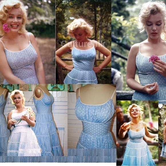 ISO Replica Marilyn Monroe Blue Polka Dot Dress. - Picture 1 of 3